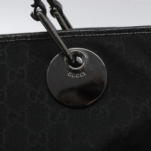 GUCCI GG Canvas Tote Bag Black Silver 120836 Auth - Picture 6 of 16